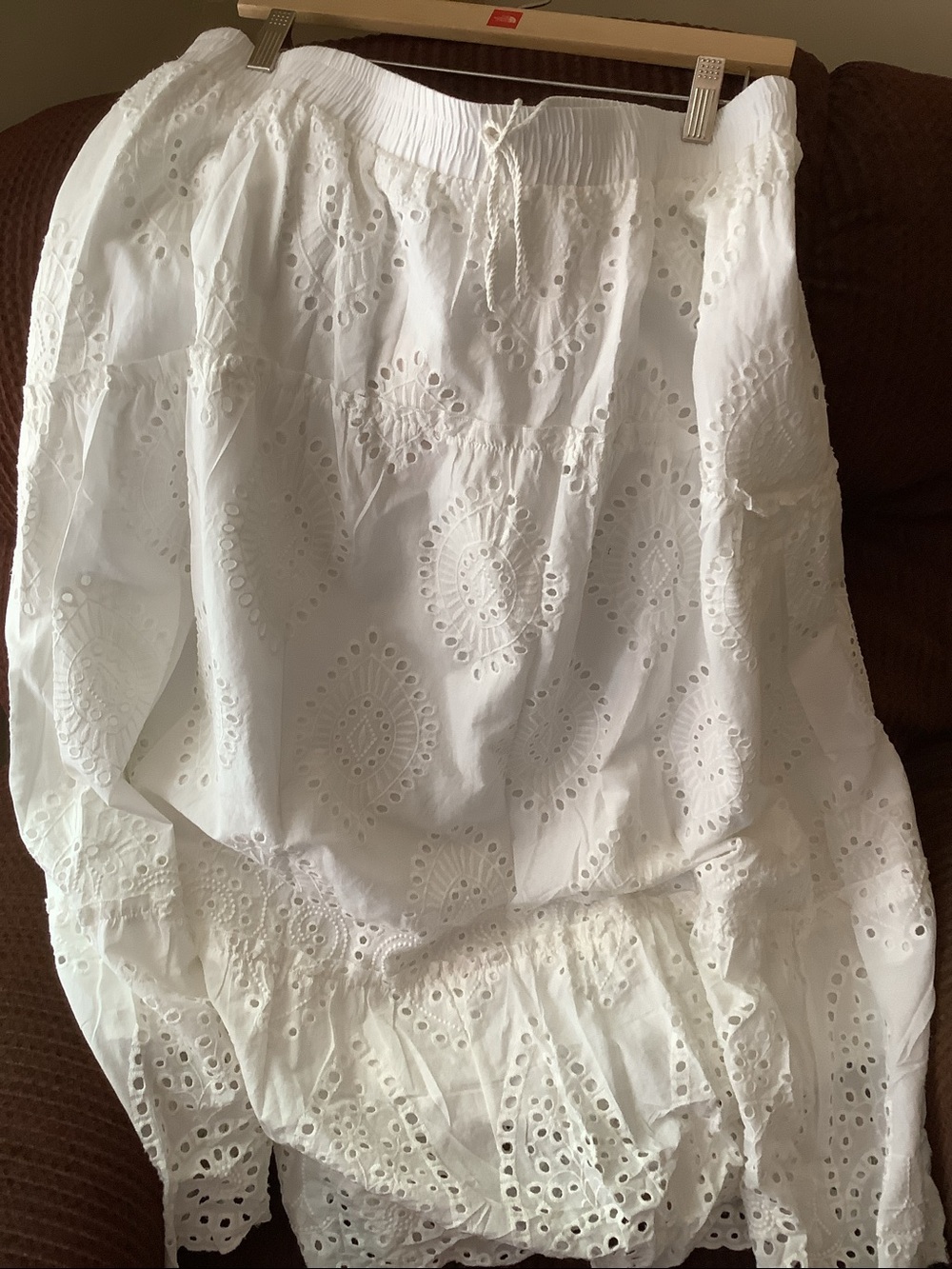 White Eyelet Cotton Skirt 100 % cotton maxi elastic waistband